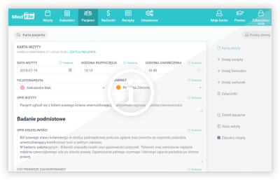 Medfile - moduł fizjoterapeuty
