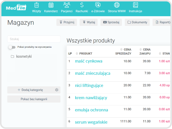 Magazyn z poziomu MedFile