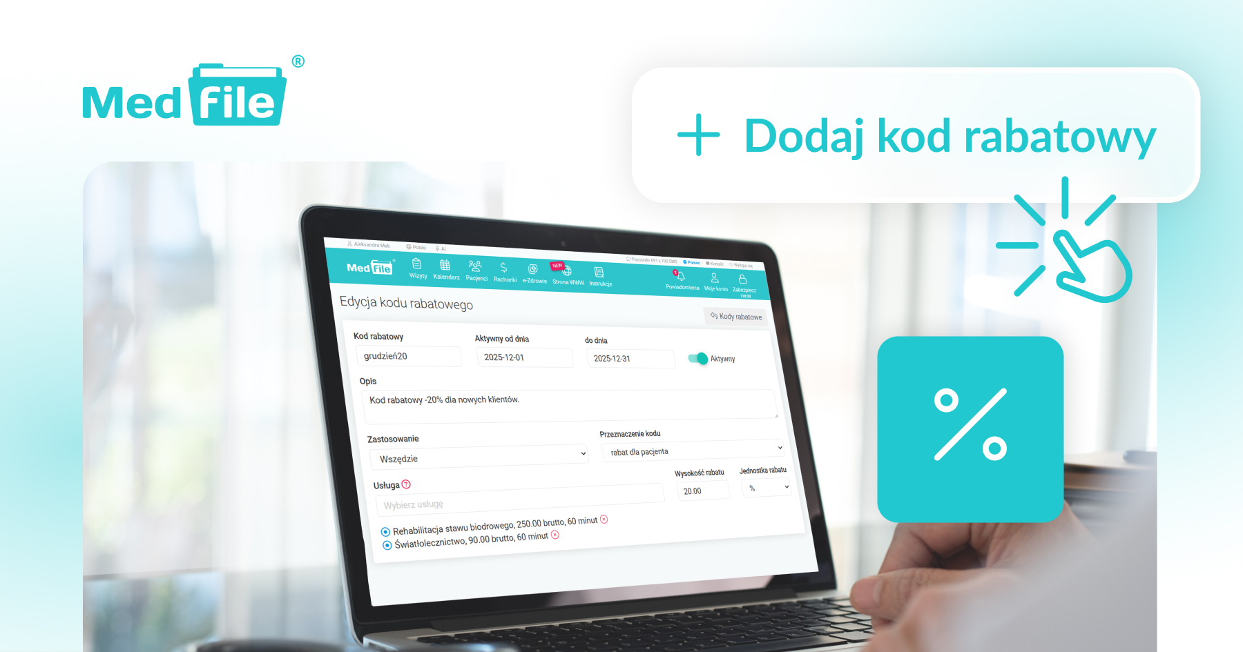 Medfile rozwija kody rabatowe 