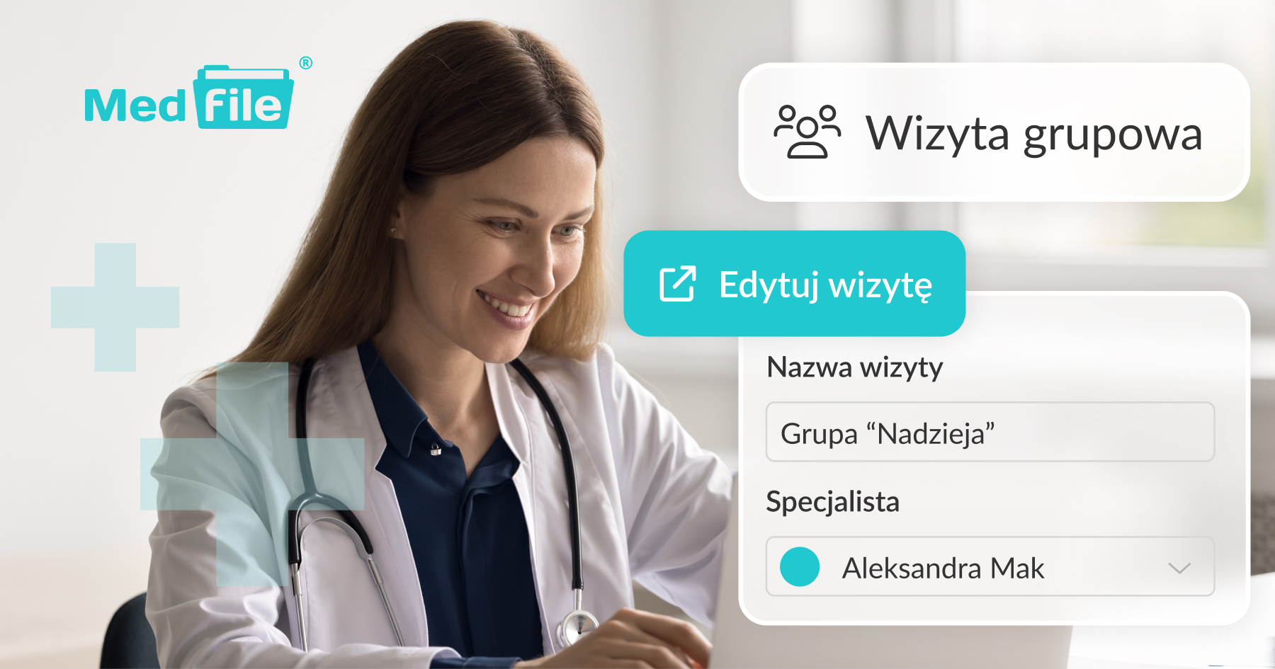 Nowy wygląd i funkcje wizyt grupowych w Medfile