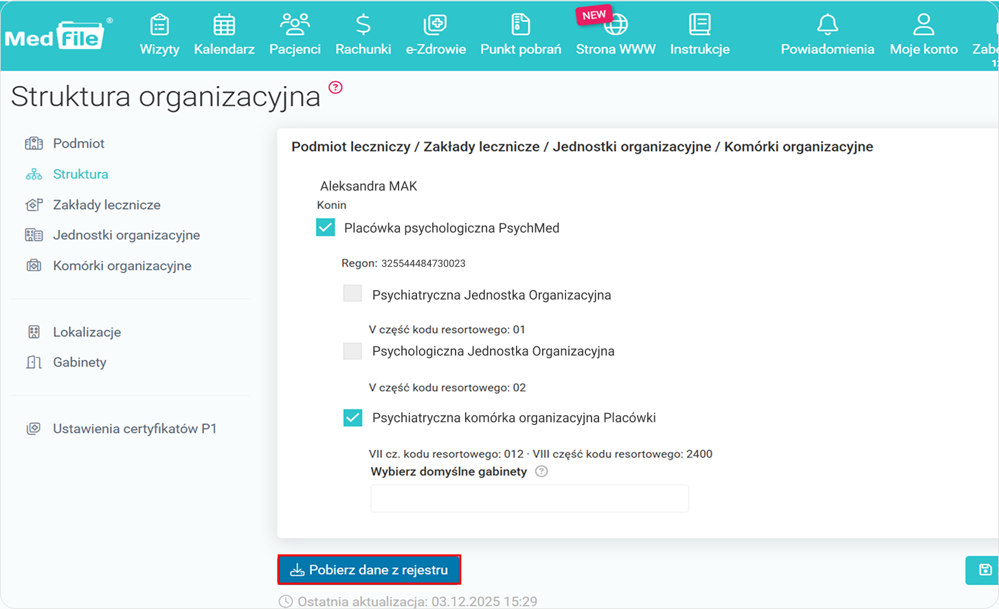 Pobierz dane z rejestru 