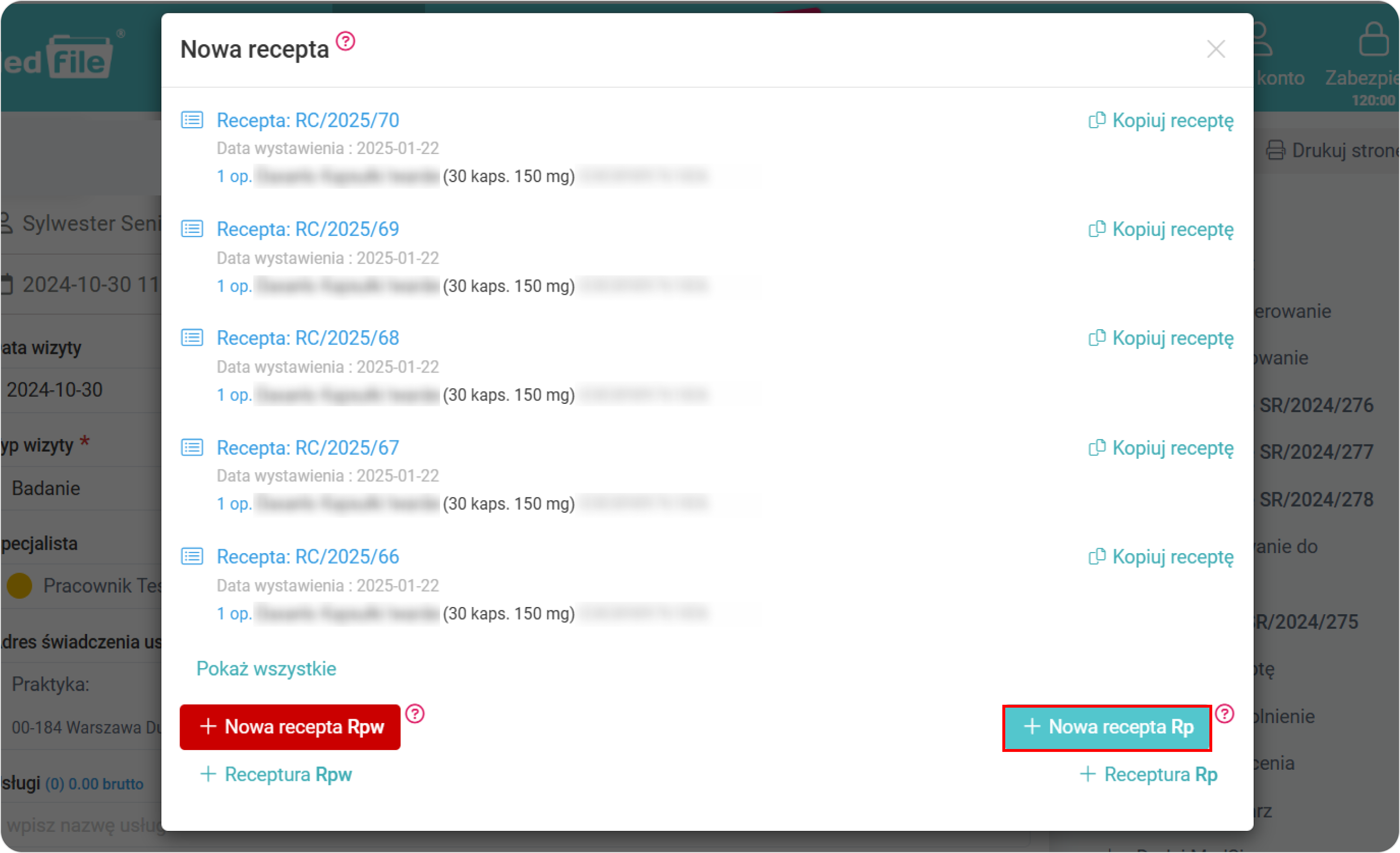 Wybierz dowolny typ recepty