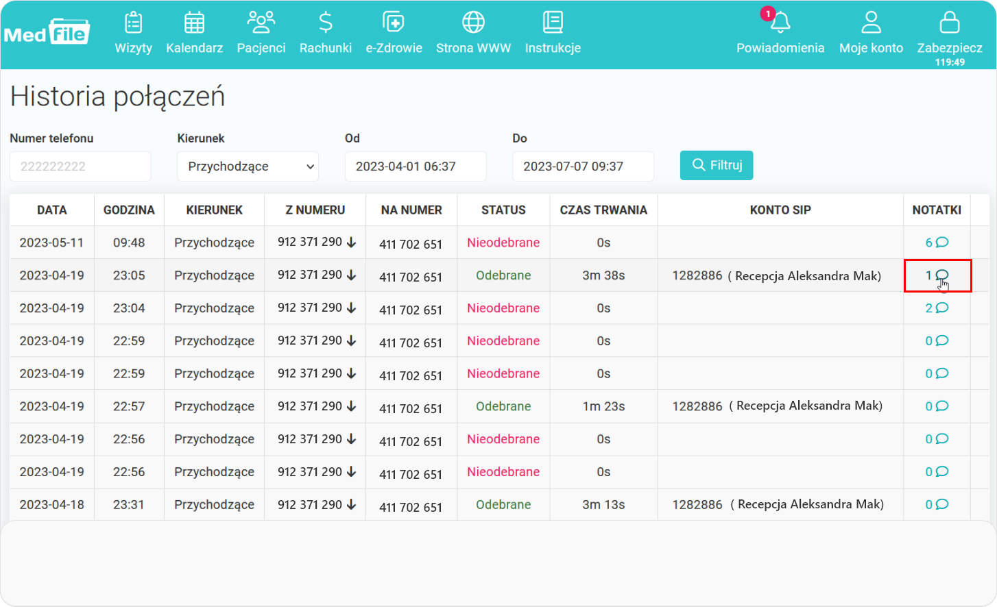 Wybierz ikonkę dymka 