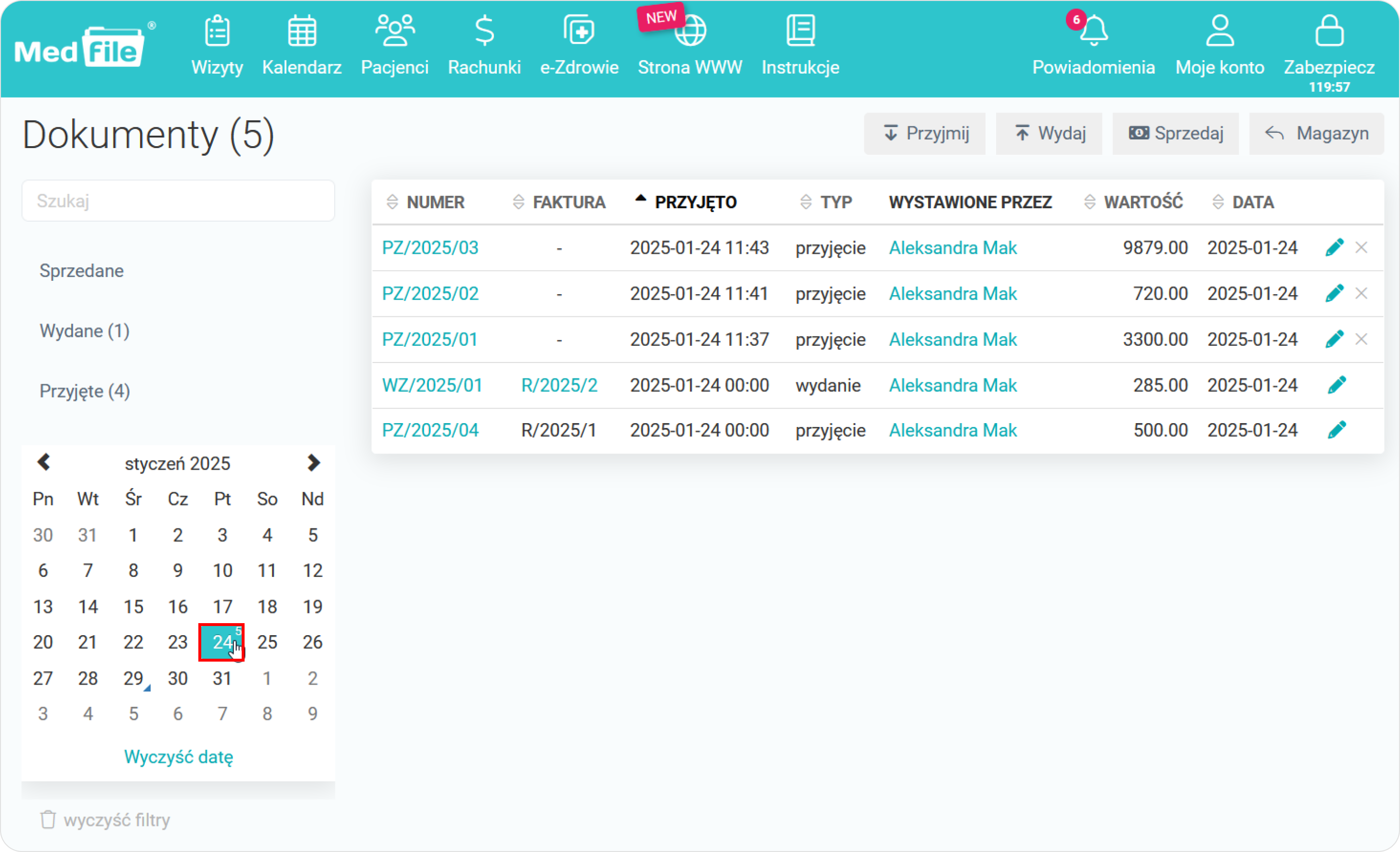 Filtruj dokumenty po dacie