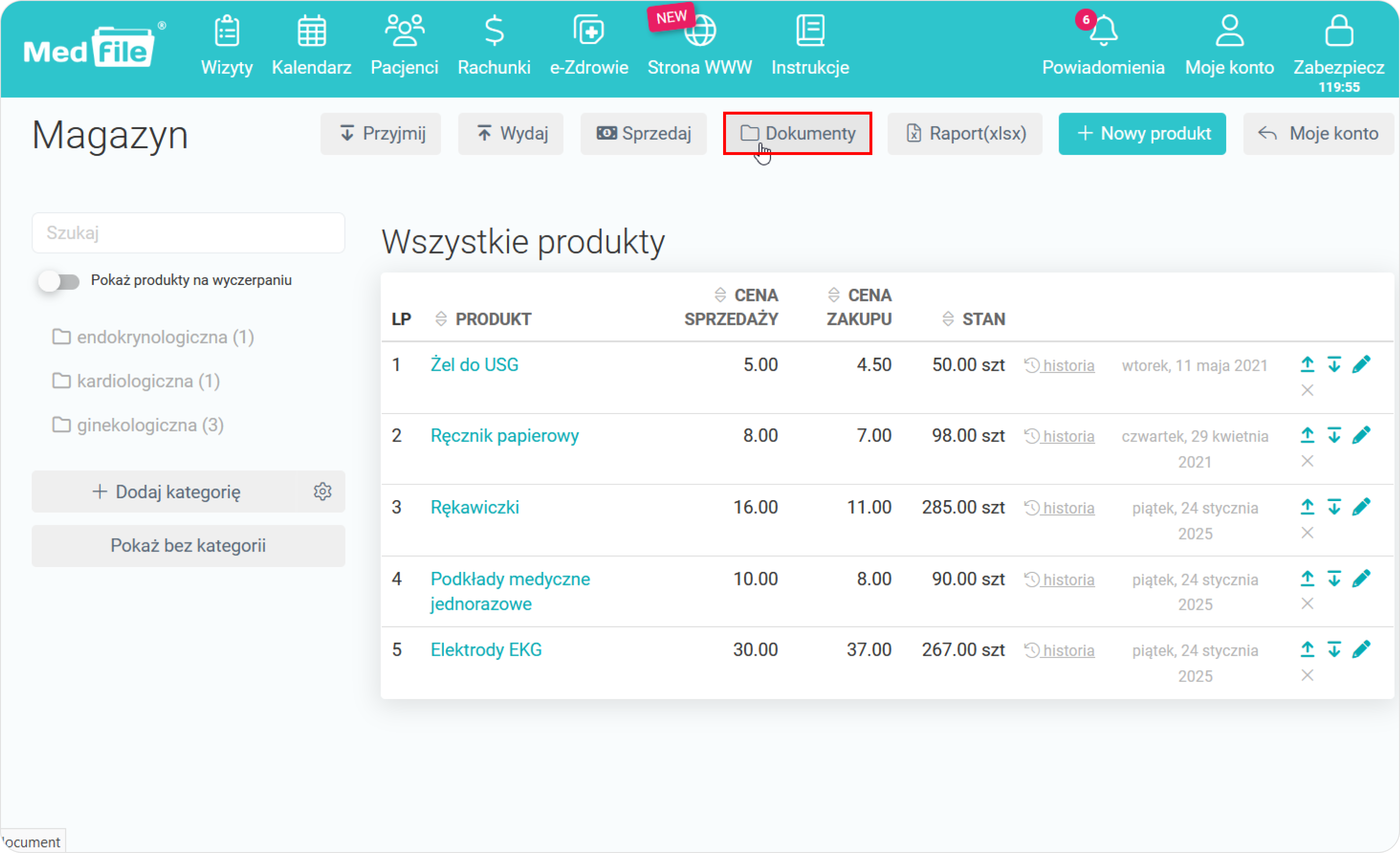 Wybierz przycisk dokumenty