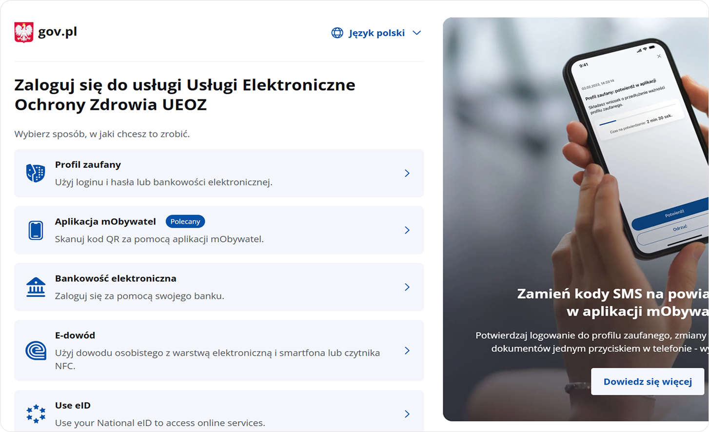 Wybierz sposób logowania do RPWDL