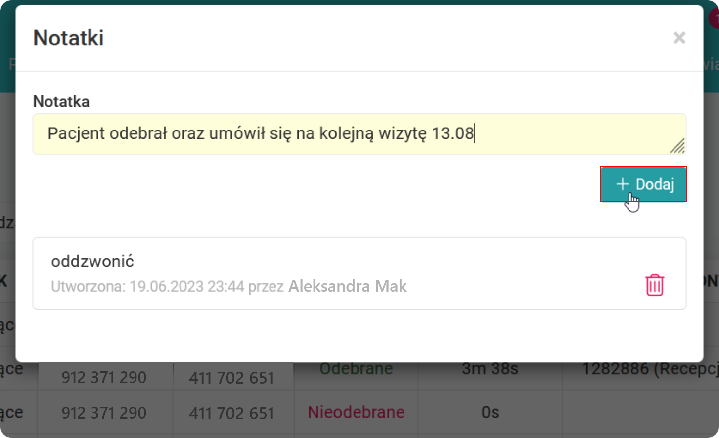Dodaj treść notatki 