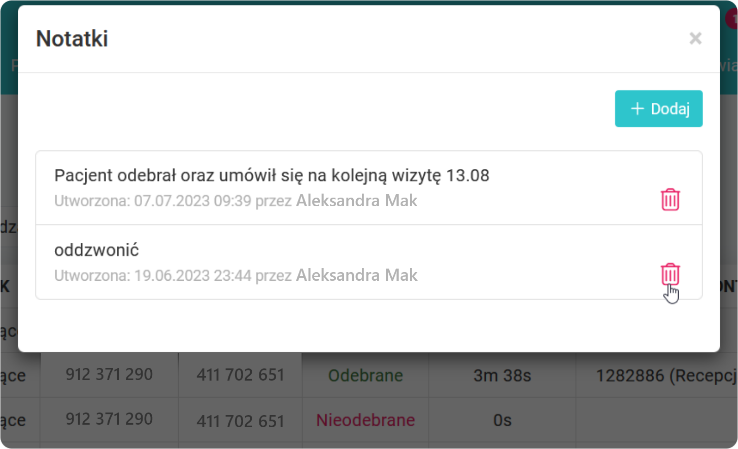 Usuń treść notatki 