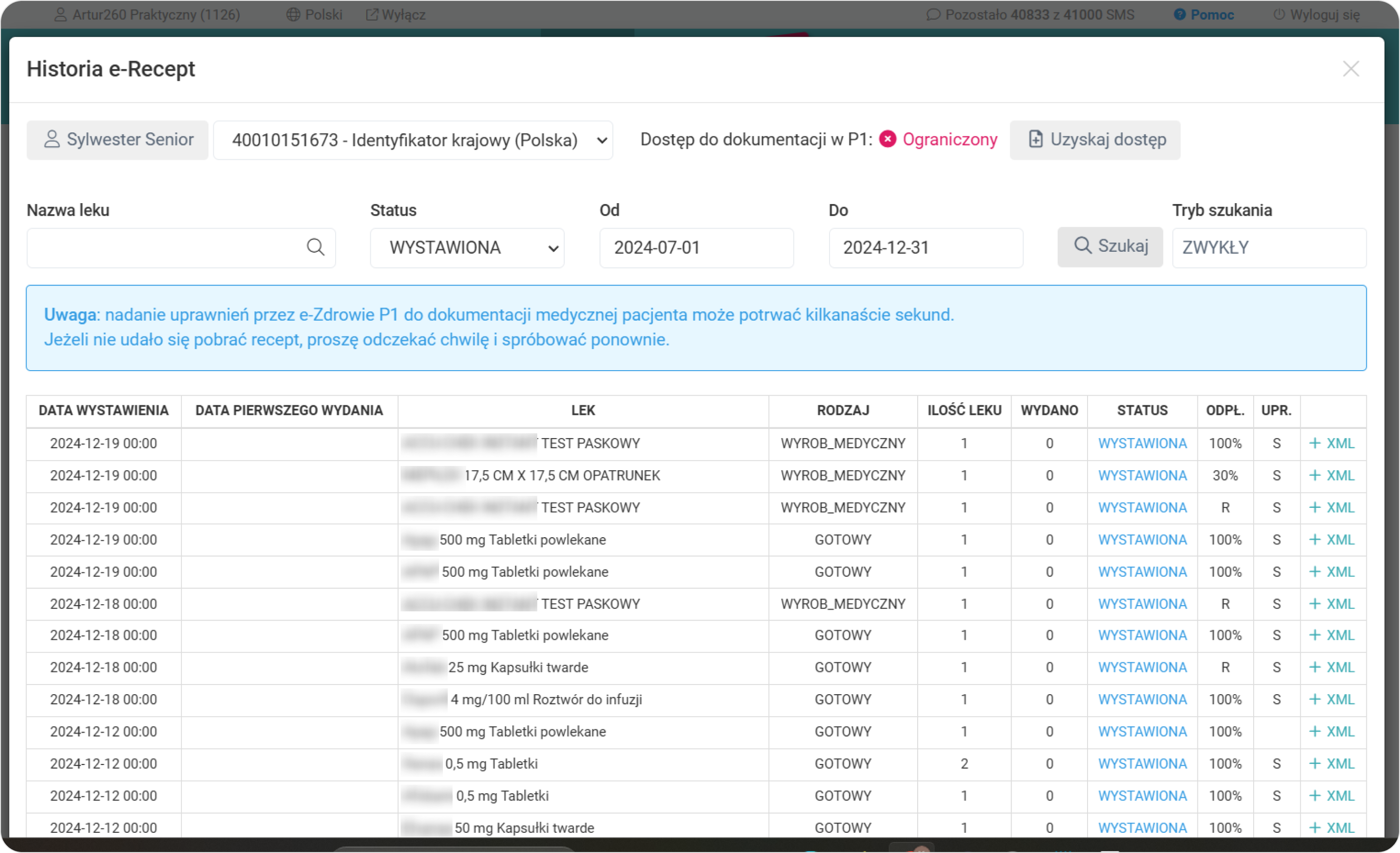Weryfikuj wygenerowaną historię recept