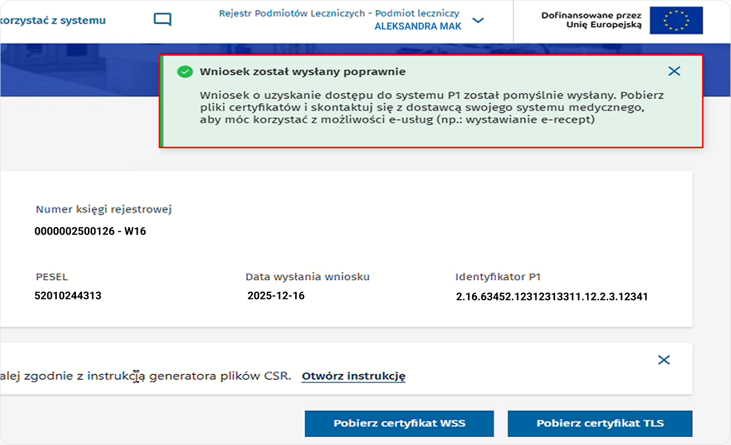 Sprawdź wyświetlany komunikat  