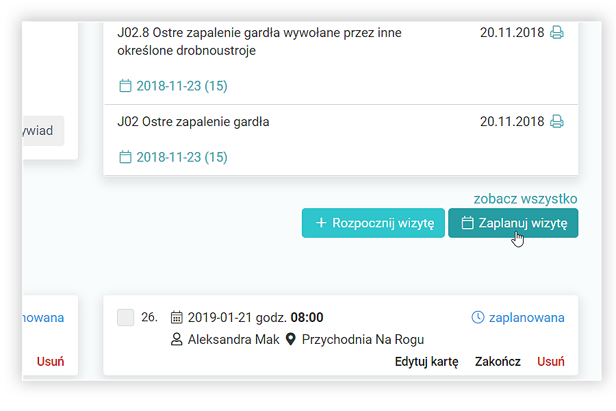 Przycisk zaplanuj wizytę