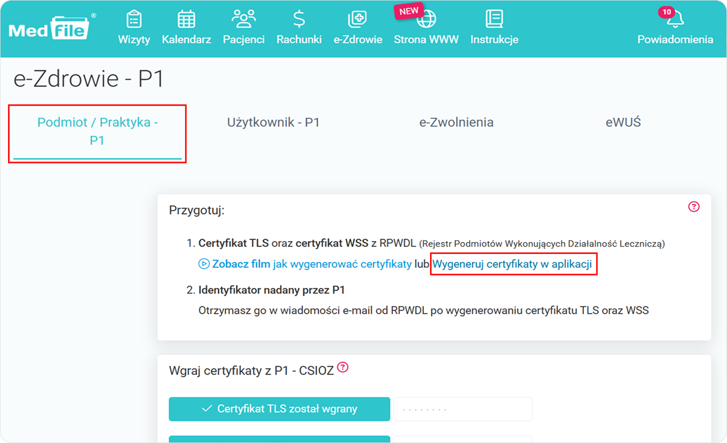 Wygeneruj certyfikaty w aplikacji